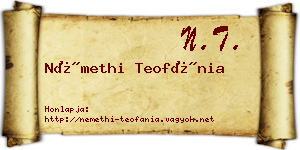 Némethi Teofánia névjegykártya